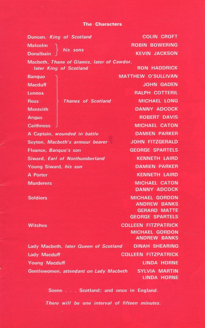 Macbeth programme cover